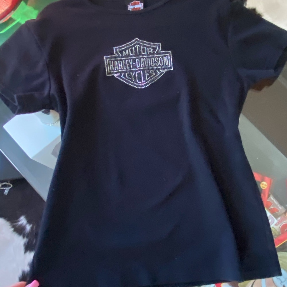 Harley Davidson black rhinestone T-shirt